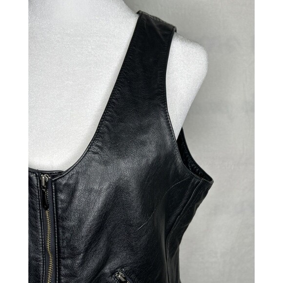 Harley Davidson Women's Leather Black Vest Lace Up Back - Picture 6 of 16
